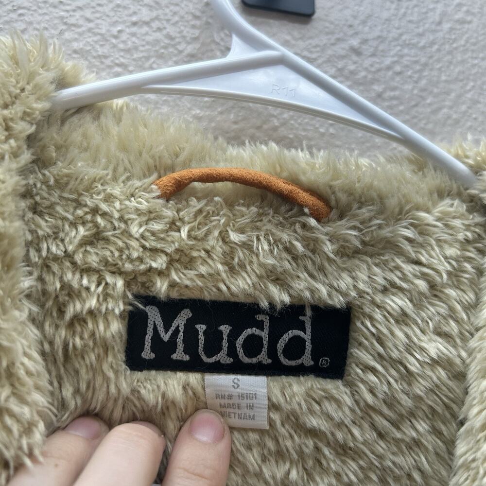 Mudd Y2K 90s Pennylane‎ Coat Jacket Orange Faux Shearling Fur Suede Boho Hippie - Picture 2 of 6